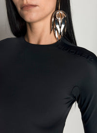 BLACK SHOULDER LOGO BODYSUIT