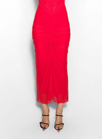 BLACK RUCHED MESH SKIRT