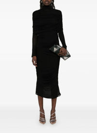 NUDE SHEER RUCHED DRESS