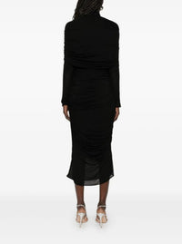 NUDE SHEER RUCHED DRESS