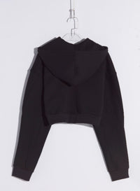BLACK SPIRAL CROPPED HOODIE