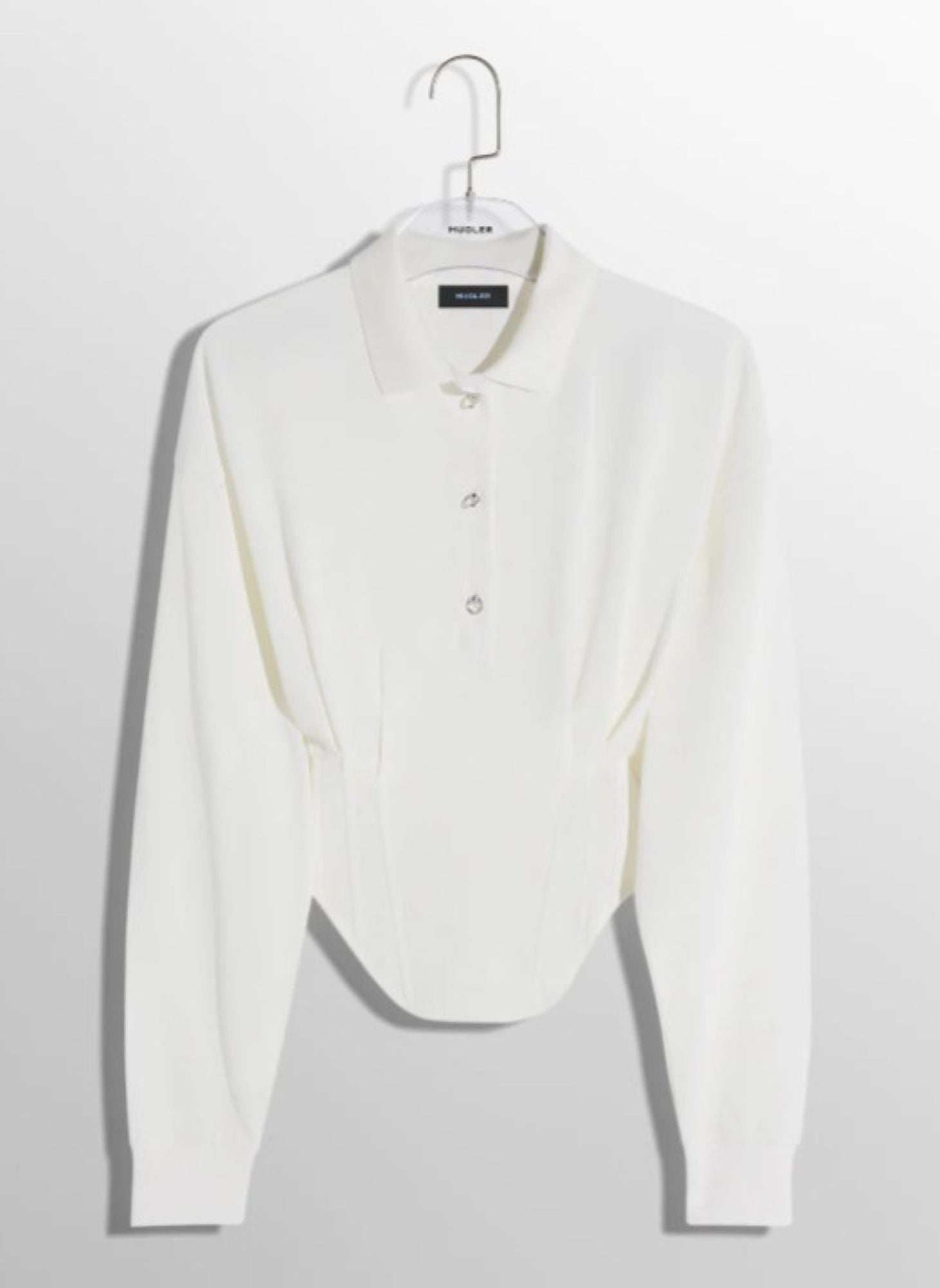 WHITE CORSETED POLO
