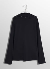 BLACK PIERCED LONG SLEEVE T-SHIRT