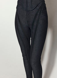 BLACK MESH RAW DENIM SKINNY JEANS