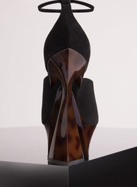 BLACK VELVET PLATFORM STRAPPY FANG 95 MULES