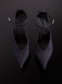 RAW DENIM PLATFORM STRAPPY FANG 95 MULES