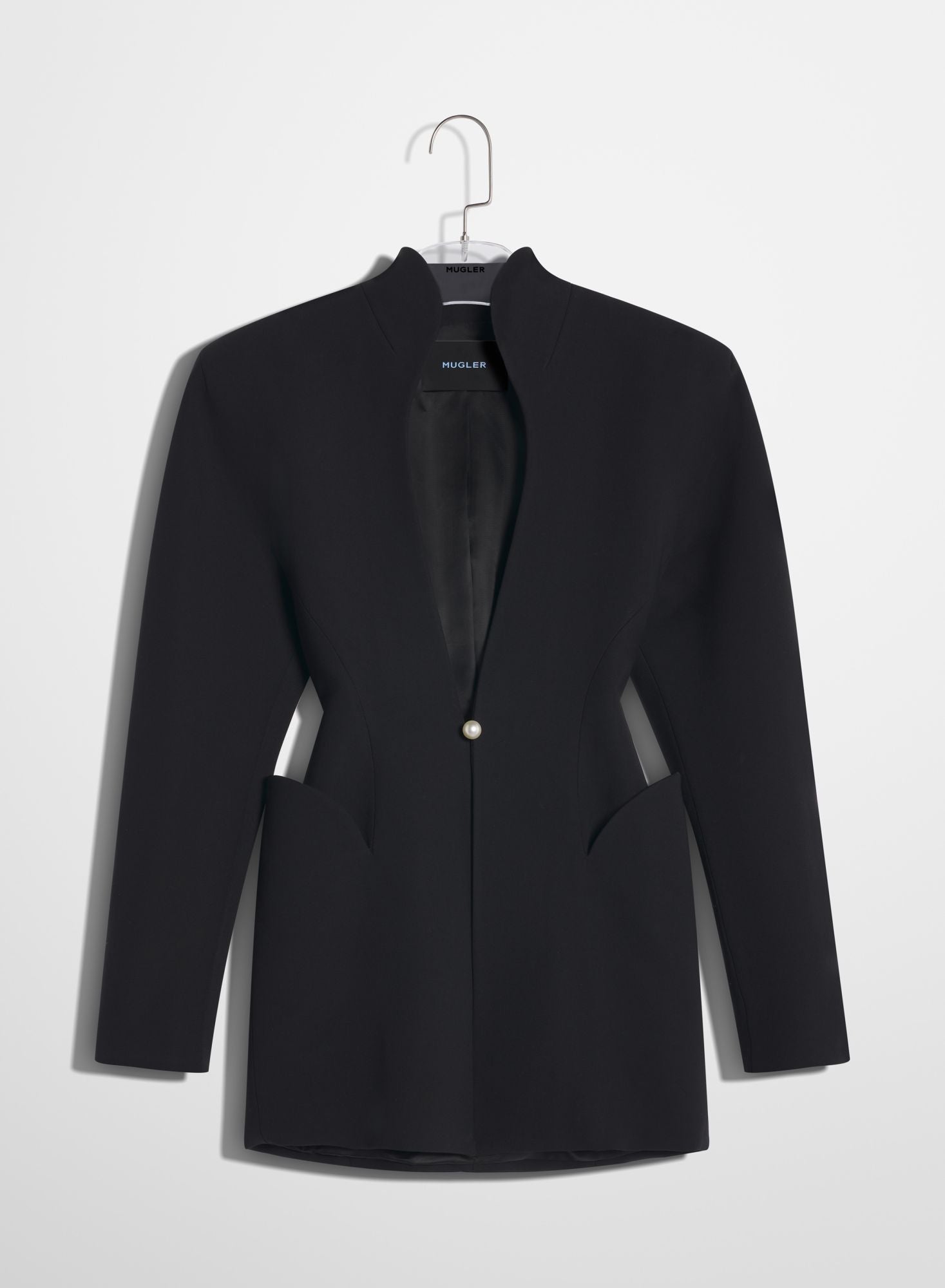 BLACK SCULPTURAL LONG  JACKET